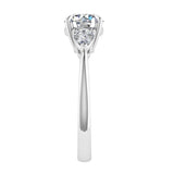 Round & Pear Shape Three Stone Diamond Engagement Ring 18K Gold - Thenetjeweler