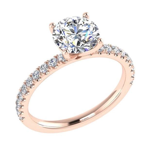 Round Diamond Engagement Ring with Side Stones 18K Gold (0.25 ct. tw) - Thenetjeweler
