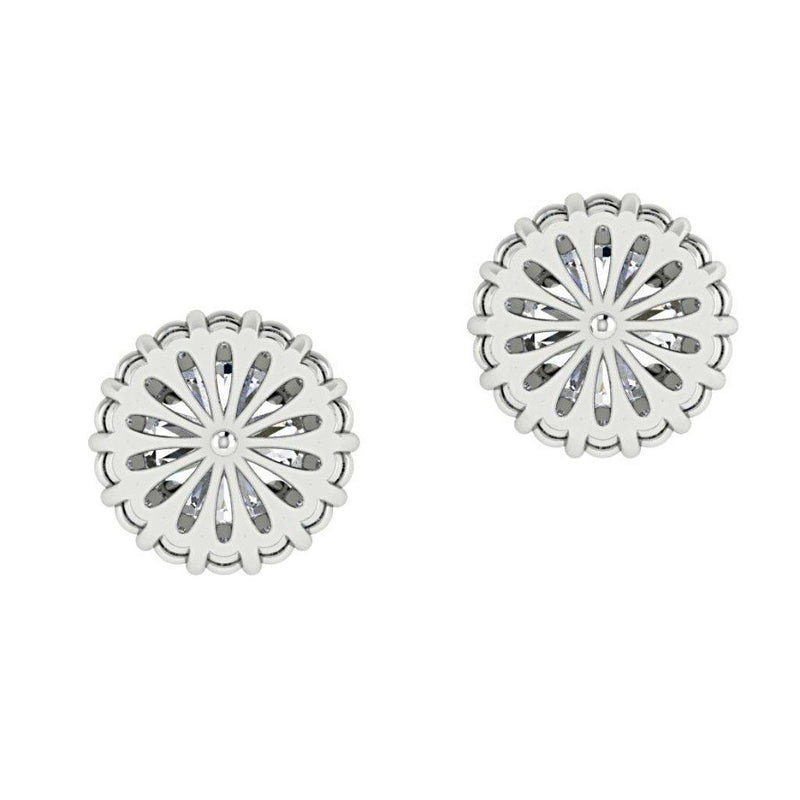 Diamond Halo Stud Earrings 14K White Gold Setting - Thenetjeweler