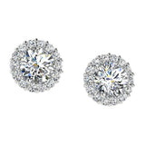 Diamond Halo Stud Earrings 14K White Gold Setting - Thenetjeweler