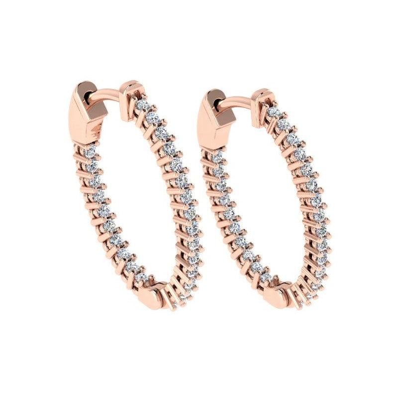 Diamond Inside Out Hoop Earrings 14K Gold 0.75 ct. tw - Thenetjeweler