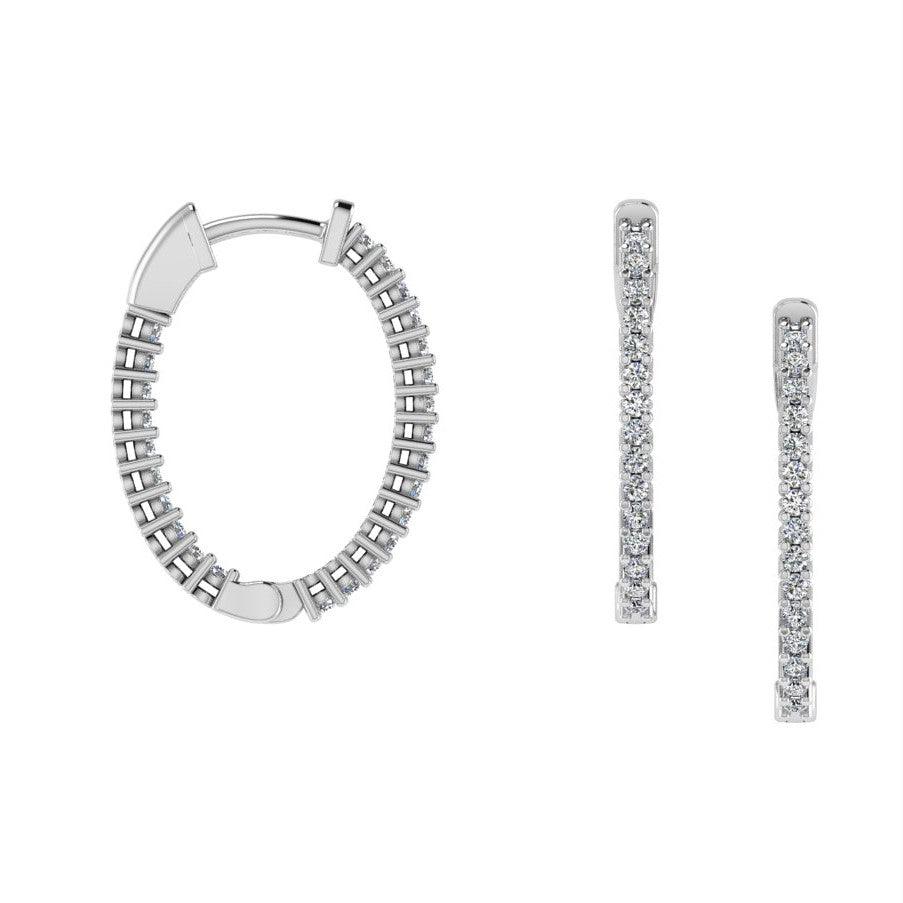 Diamond Inside Out Hoop Earrings 14K Gold 0.75 ct. tw - Thenetjeweler