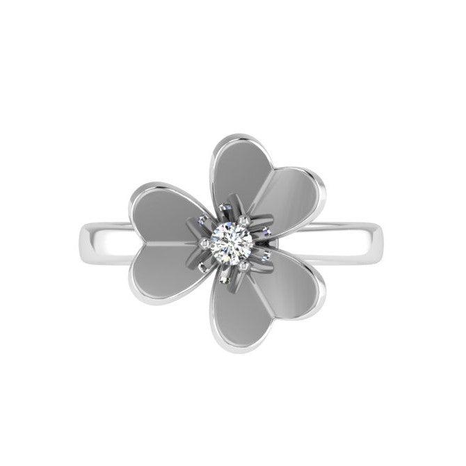 Flower Ring 18K White Gold with Diamond - Thenetjeweler
