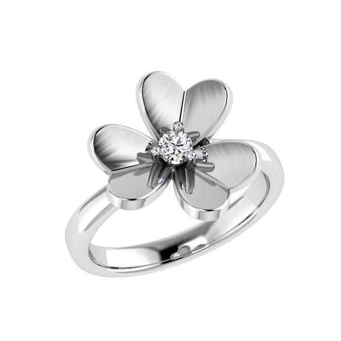 Flower Ring 18K White Gold with Diamond - Thenetjeweler