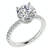 Round Diamond Side Stone Engagement Ring Setting 18K Gold - Thenetjeweler