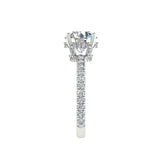 Round Diamond Side Stone Engagement Ring Setting 18K Gold - Thenetjeweler