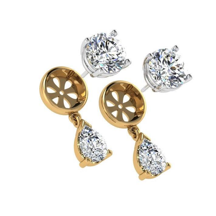 Diamond Dangle Jacket Earrings 14K Gold - Thenetjeweler