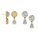 Diamond Dangle Jacket Earrings 14K Gold - Thenetjeweler