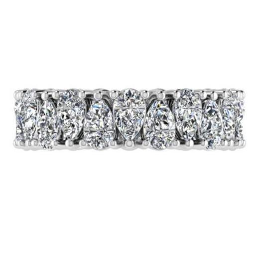 Pear Cut Diamond Eternity Ring 18K White Gold 5.50 ct.tw. - Thenetjeweler
