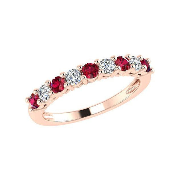 Ruby and Diamond Semi Eternity Ring 18K White Gold - Thenetjeweler