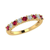 Ruby and Diamond Semi Eternity Ring 18K White Gold - Thenetjeweler