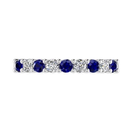 Sapphire and Diamond Semi Eternity Ring 14K Gold - Thenetjeweler