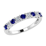 Sapphire and Diamond Semi Eternity Ring 14K Gold - Thenetjeweler