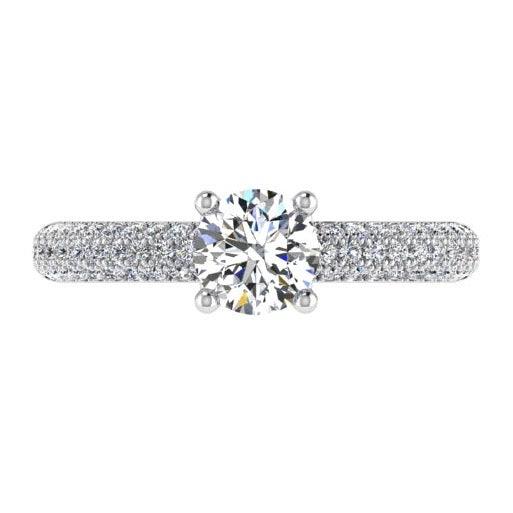 3 Row Round Diamond Engagement Ring with Side Stones 18K Gold (0.50 ct. tw) - Thenetjeweler
