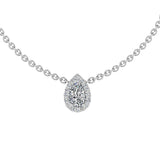 Pear Shape Diamond Halo Floating Pendant in 18k White Gold  (0.12ct halo) - Thenetjeweler