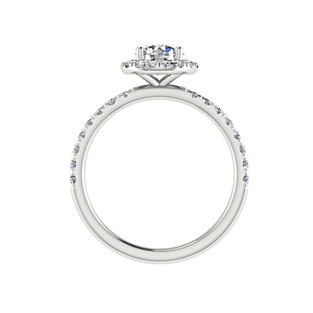 Round Diamond Halo Engagement Ring with Side Stones 18K Gold - Thenetjeweler
