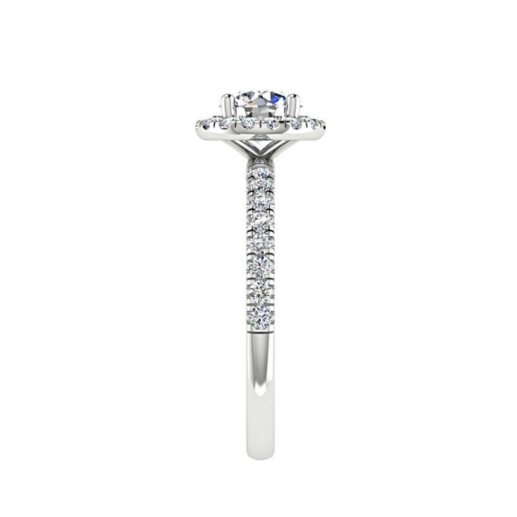 Round Diamond Halo Engagement Ring with Side Stones 18K Gold - Thenetjeweler