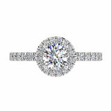 Round Diamond Halo Engagement Ring with Side Stones 18K Gold - Thenetjeweler