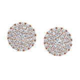 3 Row Halo Diamond Pave Stud Earrings - Thenetjeweler
