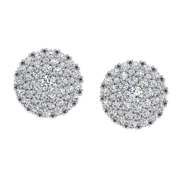 3 Row Halo Diamond Pave Stud Earrings - Thenetjeweler