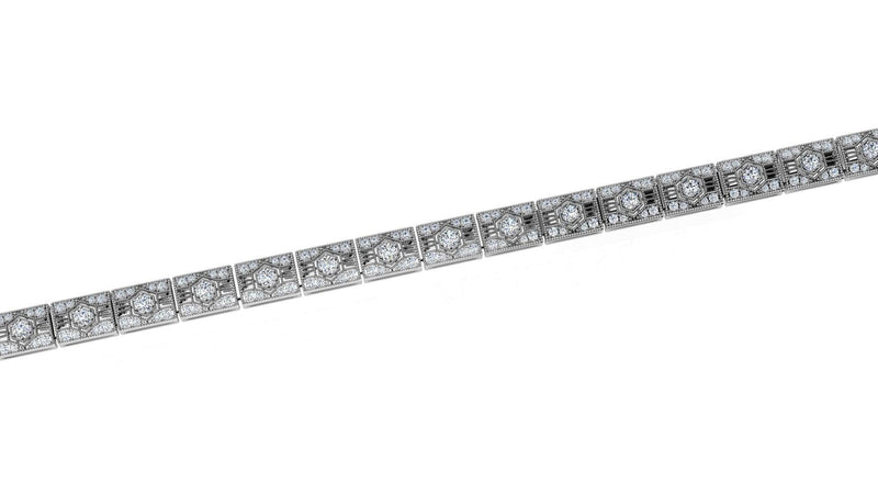 Square Link Milgrain Diamond Bracelet - Thenetjeweler