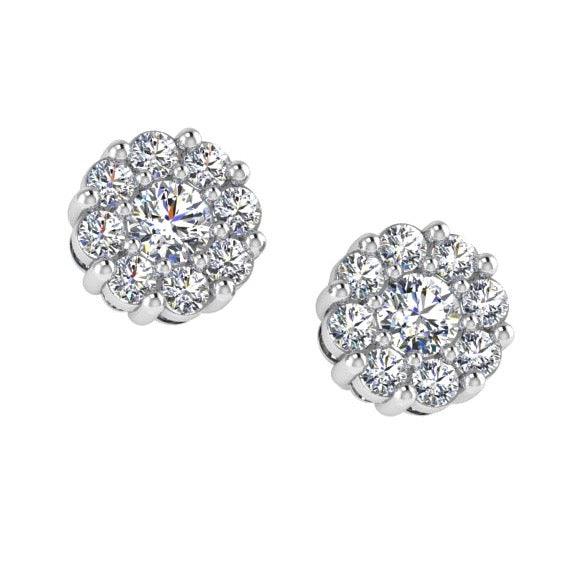 Diamond Halo Stud Earrings 14K Gold (0.30 ct.tw) - Thenetjeweler