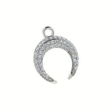 Diamond Crescent Moon Pendant Necklace 18K White Gold - Thenetjeweler