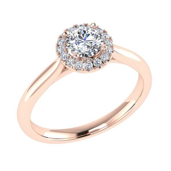 Round Diamond Halo Engagement Ring 18K Gold (0.10 ct. tw) - Thenetjeweler