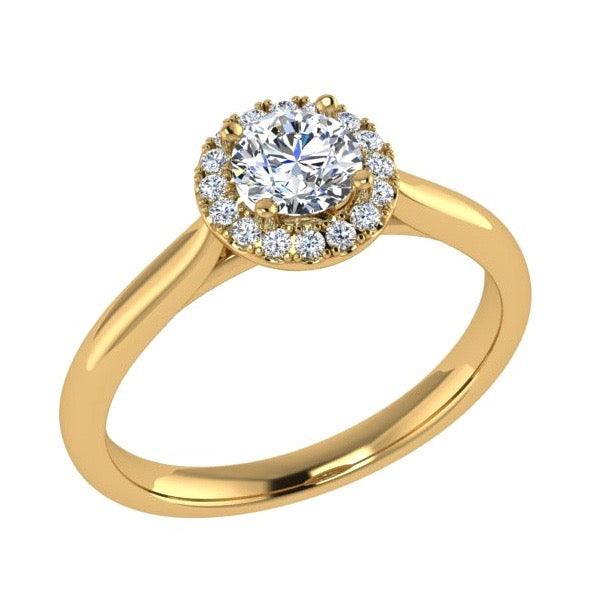Round Diamond Halo Engagement Ring 18K Gold (0.10 ct. tw) - Thenetjeweler