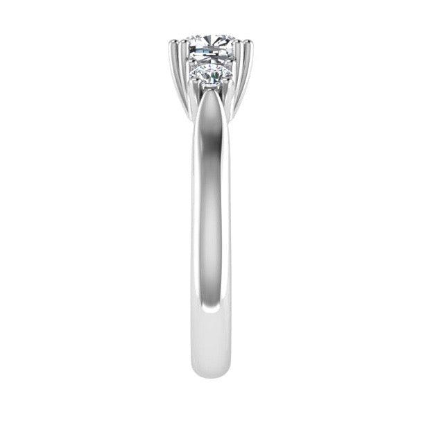 Three Stone Cushion Diamond Engagement Ring 18K Gold - Thenetjeweler