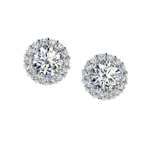 Diamond Halo Stud Earrings In 14k White Gold (0.28 ct.tw) - Thenetjeweler