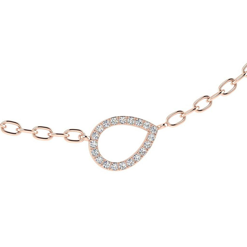 Pear Shaped Micro Pave Diamond Pendant 14K Rose Gold - Thenetjeweler