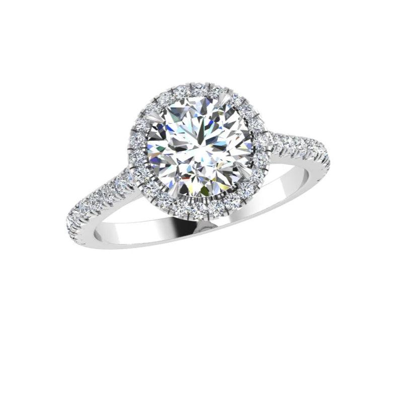 Platinum Round Diamond Halo Engagement Ring 0.40 ct. tw. - Thenetjeweler