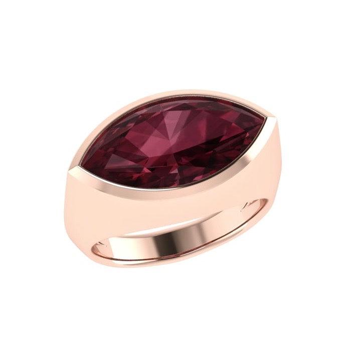Garnet Gemstone Marquise Ring 14K Gold - Thenetjeweler