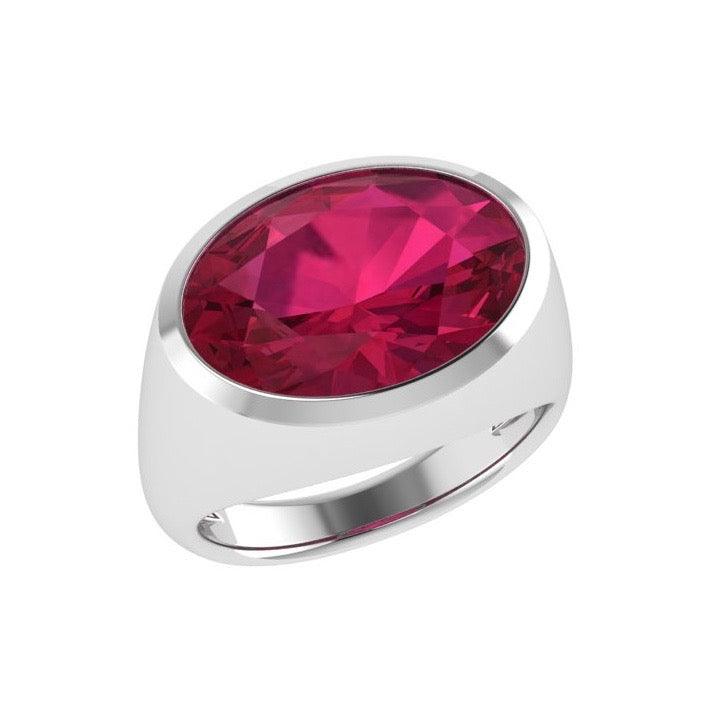 Ruby Gemstone Oval Ring 14K Gold - Thenetjeweler