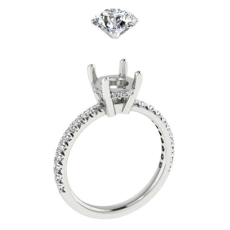 Crown Engagement Ring White Gold Side Diamonds (0.26 ct.tw) - Thenetjeweler