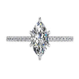 Marquise Diamond Engagement Ring with Side Stones 18K Gold (0.21 ct. tw) - Thenetjeweler