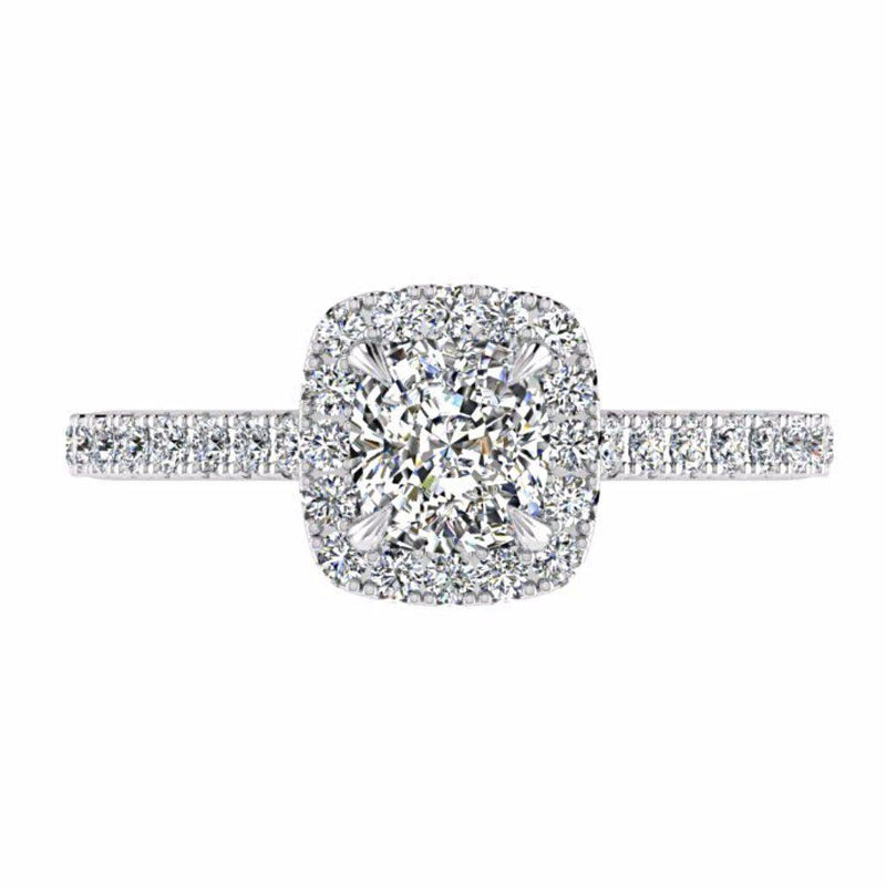 Cushion Halo Diamond Engagement Ring 18K White Gold (0.36 CT. TW) - Thenetjeweler