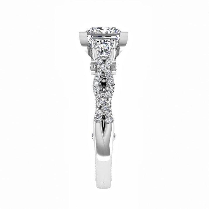 Princess Diamond Engagement Ring with Side Stones 18K Gold - Thenetjeweler