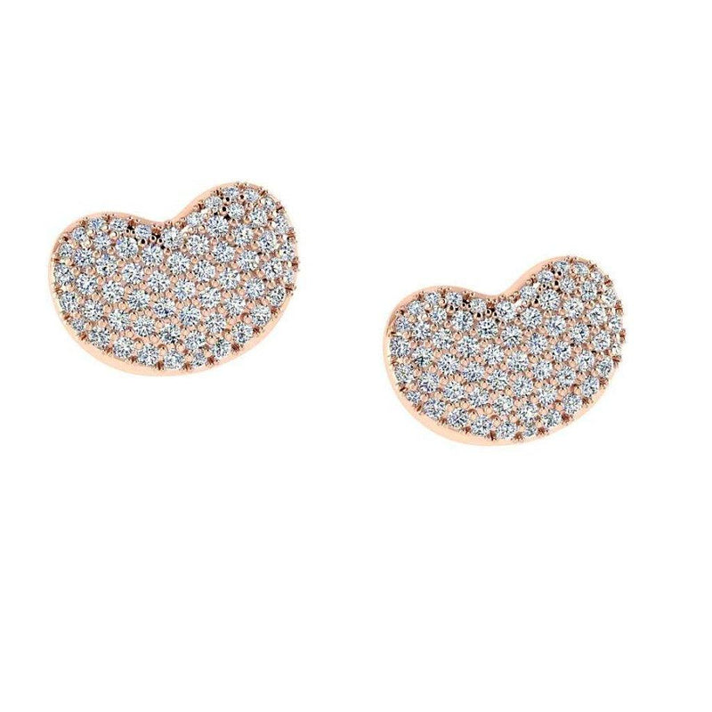 Diamond Heart Stud Earrings 18K Rose Gold (0.45 carat .tw.) - Thenetjeweler