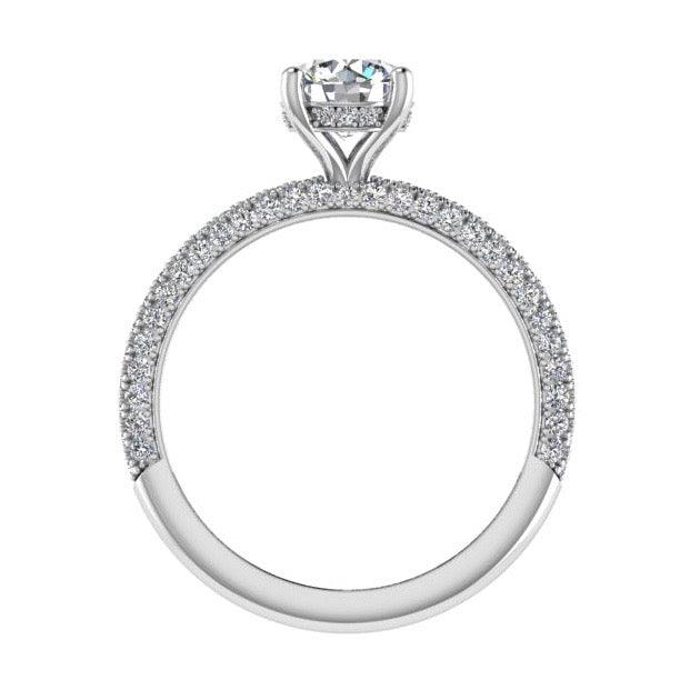 Round Diamond Side Stone Engagement Ring 18K Gold (0.60 ct.tw.) - Thenetjeweler