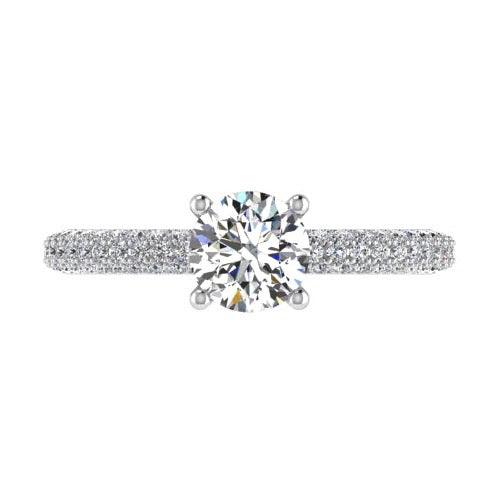 Round Diamond Side Stone Engagement Ring 18K Gold (0.60 ct.tw.) - Thenetjeweler