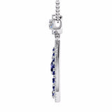 Diamond and Sapphire Pear Shaped Halo Pendant 18K Gold - Thenetjeweler