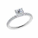 Round Diamond Engagement Ring with Side Stones 18K Gold 0.26 ct tw - Thenetjeweler