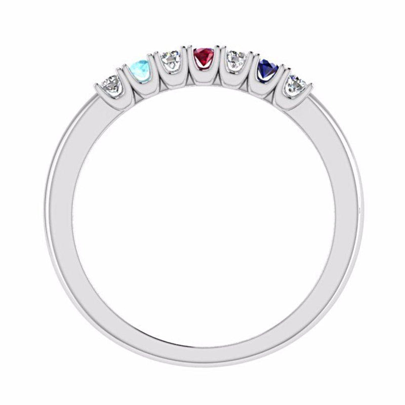 Gemstone and Diamond Semi Eternity Ring 18K Gold - Thenetjeweler