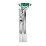 Emerald and Diamond Engagement Ring & Semi Eternity Set - Thenetjeweler