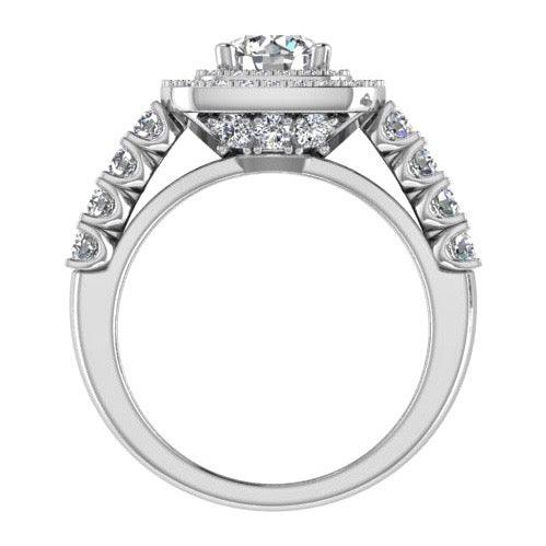 2 Row Diamond Double Halo Engagement Ring - Thenetjeweler
