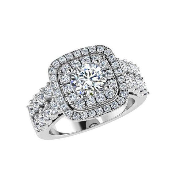 Double Halo Diamond Engagement Ring - Thenetjeweler