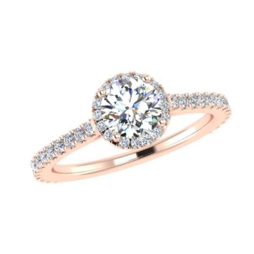 Round Diamond Single Halo Engagement Ring - Thenetjeweler