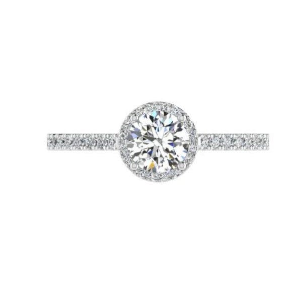 Round Diamond Single Halo Engagement Ring - Thenetjeweler